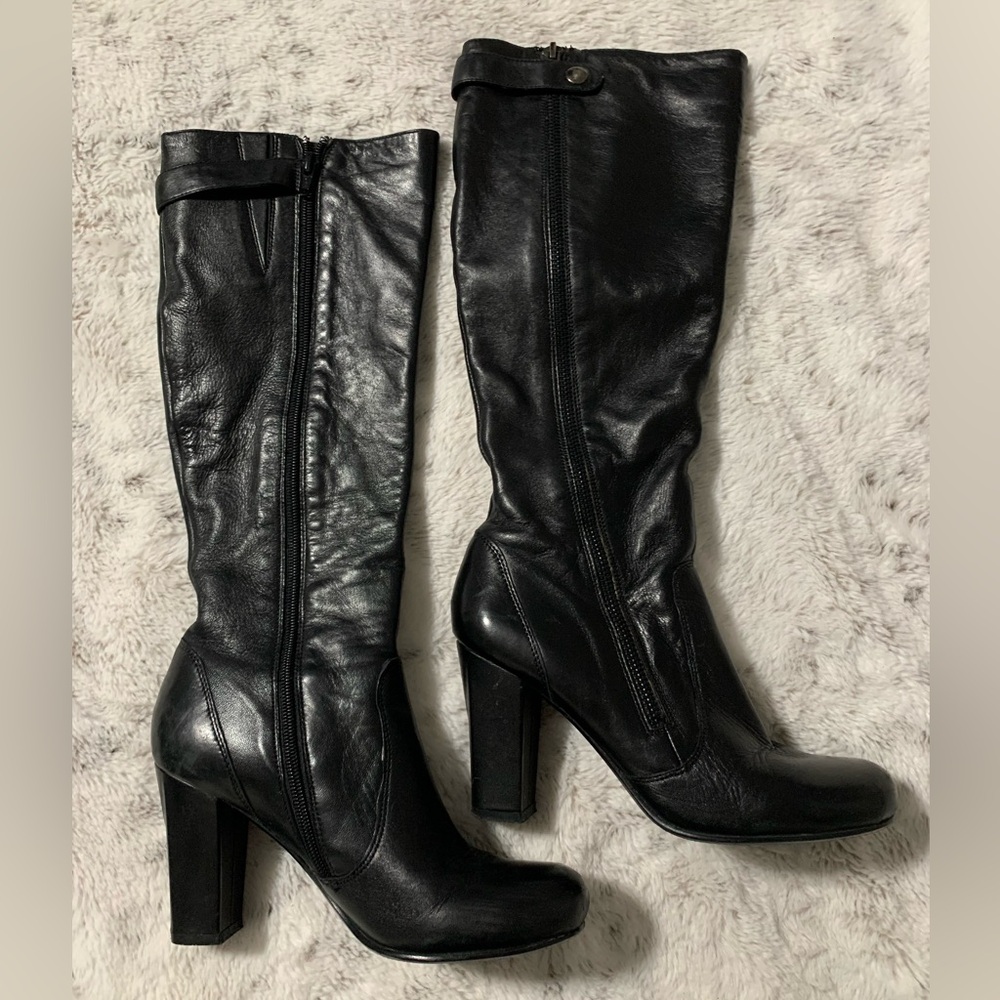 Aldo Black Leather Knee-High Boots size 6